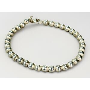 Vintage Southwestern Sterling Silver 6mm Ball Bead Bracelet 7” Signed 10.8g